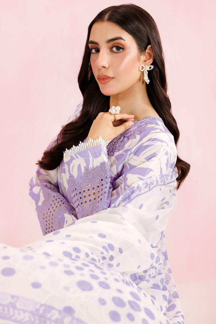 Farasha Summer Essentials Embroidered Lawn Unstitched 3Pc Suit - Lilac Breeze