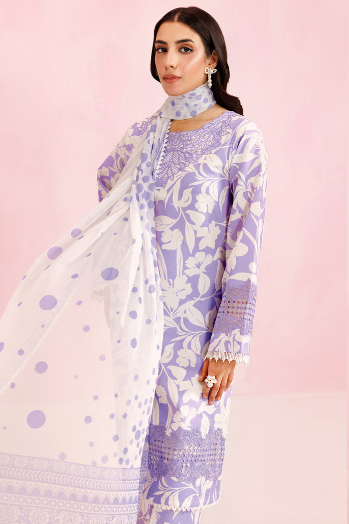 Farasha Summer Essentials Embroidered Lawn Unstitched 3Pc Suit - Lilac Breeze