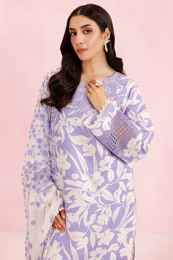 Farasha Summer Essentials Embroidered Lawn Unstitched 3Pc Suit - Lilac Breeze