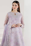 Farasha Fiorella Embroidered Chiffon Unstitched 3Pc Suit - LILAC ENCHANT