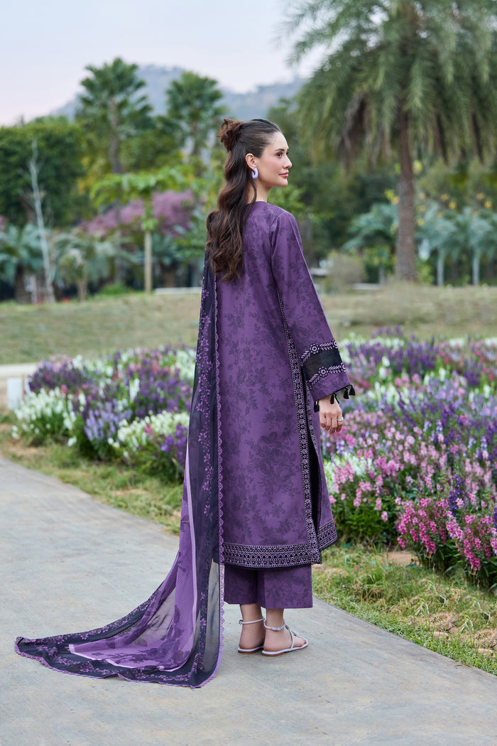 Farasha Summer Escape Embroidered Lawn Unstitched 3Pc Suit - Lilac Haze