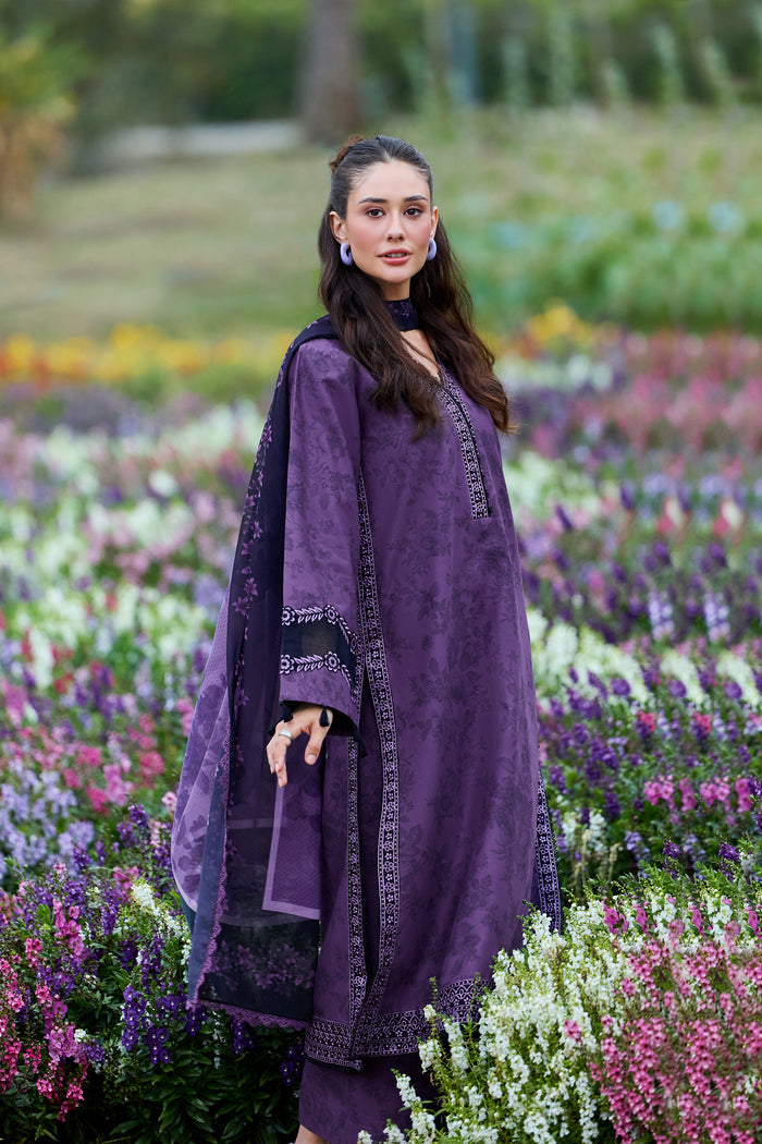 Farasha Summer Escape Embroidered Lawn Unstitched 3Pc Suit - Lilac Haze