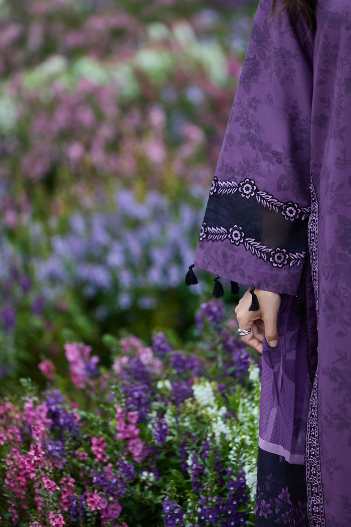 Farasha Summer Escape Embroidered Lawn Unstitched 3Pc Suit - Lilac Haze