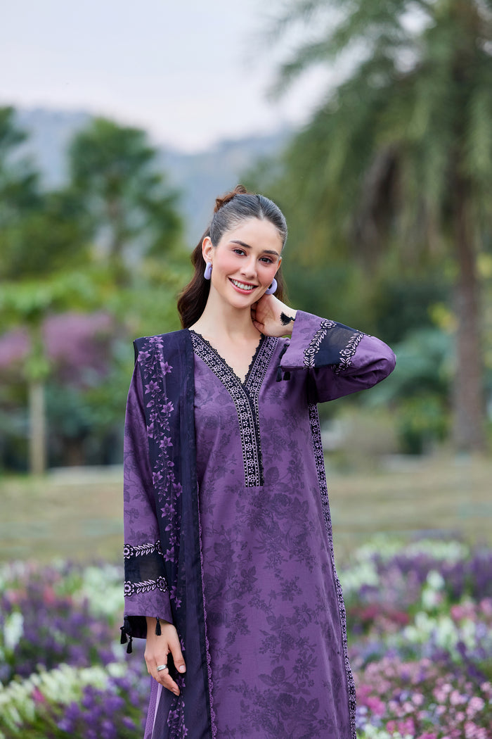 Farasha Summer Escape Embroidered Lawn Unstitched 3Pc Suit - Lilac Haze