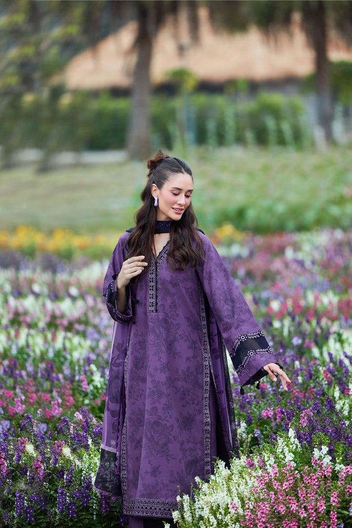 Farasha Summer Escape Embroidered Lawn Unstitched 3Pc Suit - Lilac Haze