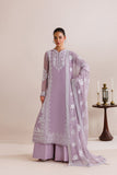 Farasha Luxury Formal Embroidered Chiffon Unstitched 3Pc Suit - Lilac Solace