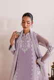 Farasha Luxury Formal Embroidered Chiffon Unstitched 3Pc Suit - Lilac Solace