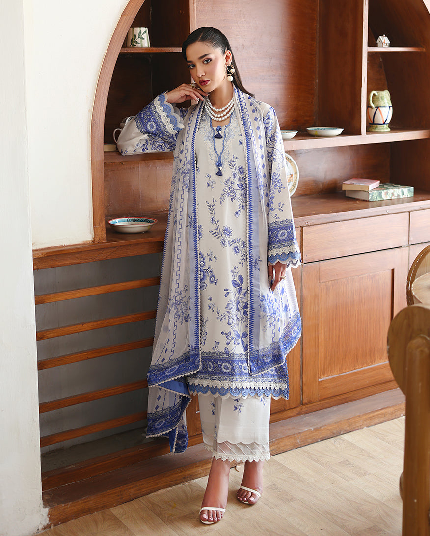 Roheenaz Eclat Gerden Printed Lawn Unstitched 3Pc Suit - LILAC BLOOM