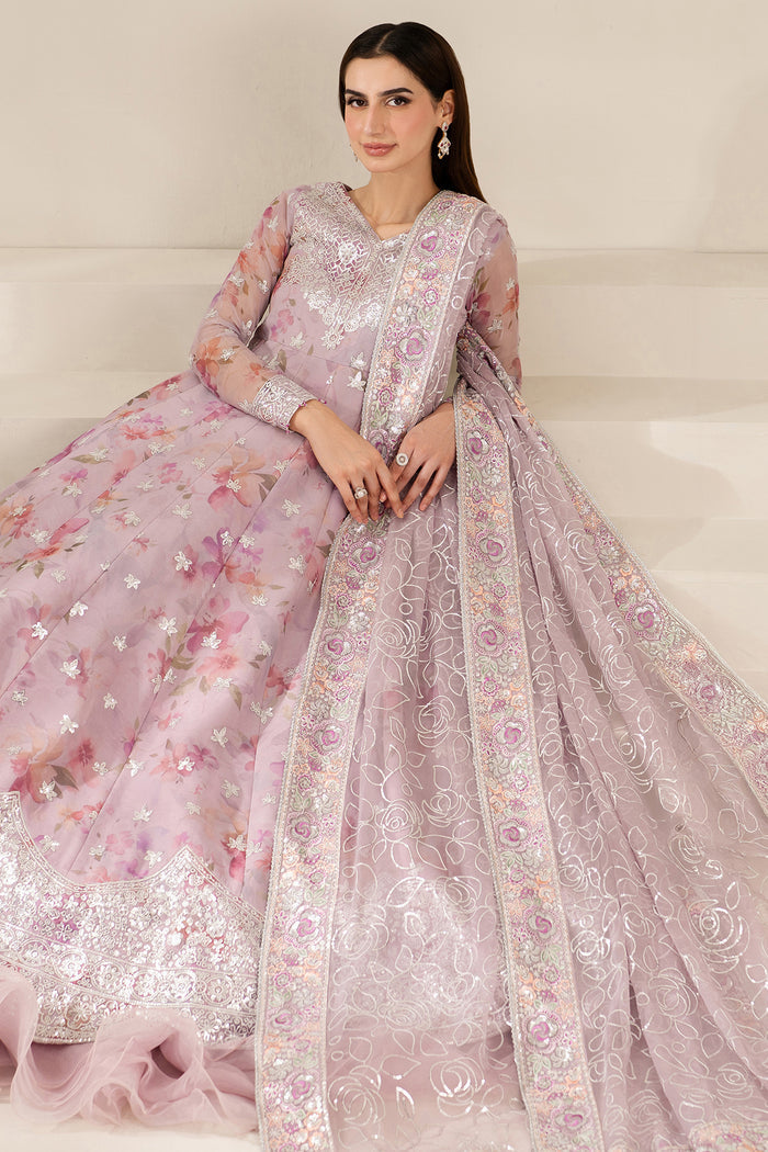 Farasha Fiorella Embroidered Chiffon Unstitched 3Pc Suit - Lilly Passion