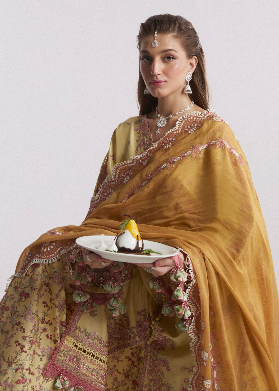 Hussain Rehar Embroidered Luxury Lawn Unstitched 3Pc Suit D-02 LIMONE
