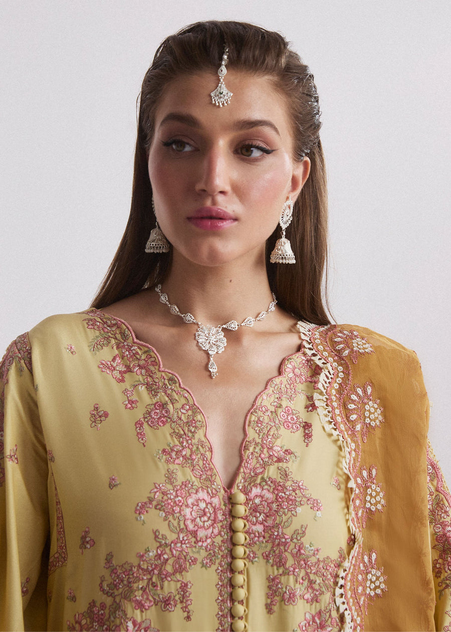 Hussain Rehar Embroidered Luxury Lawn Unstitched 3Pc Suit D-02 LIMONE