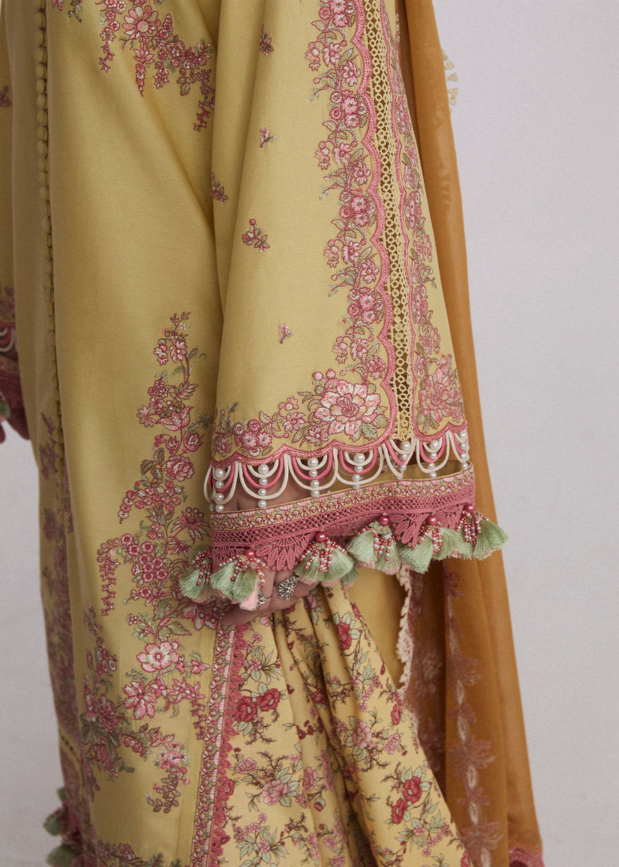Hussain Rehar Embroidered Luxury Lawn Unstitched 3Pc Suit D-02 LIMONE