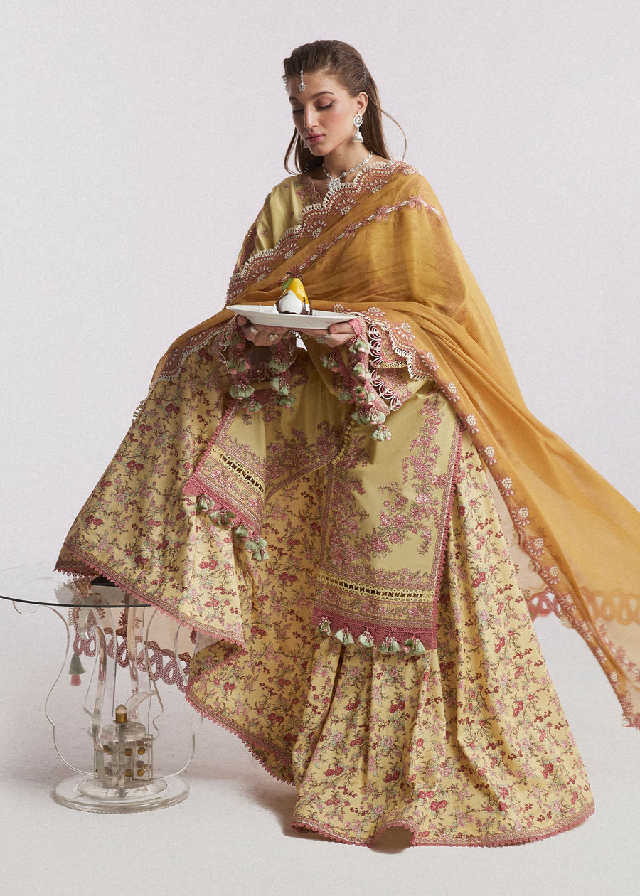 Hussain Rehar Embroidered Luxury Lawn Unstitched 3Pc Suit D-02 LIMONE
