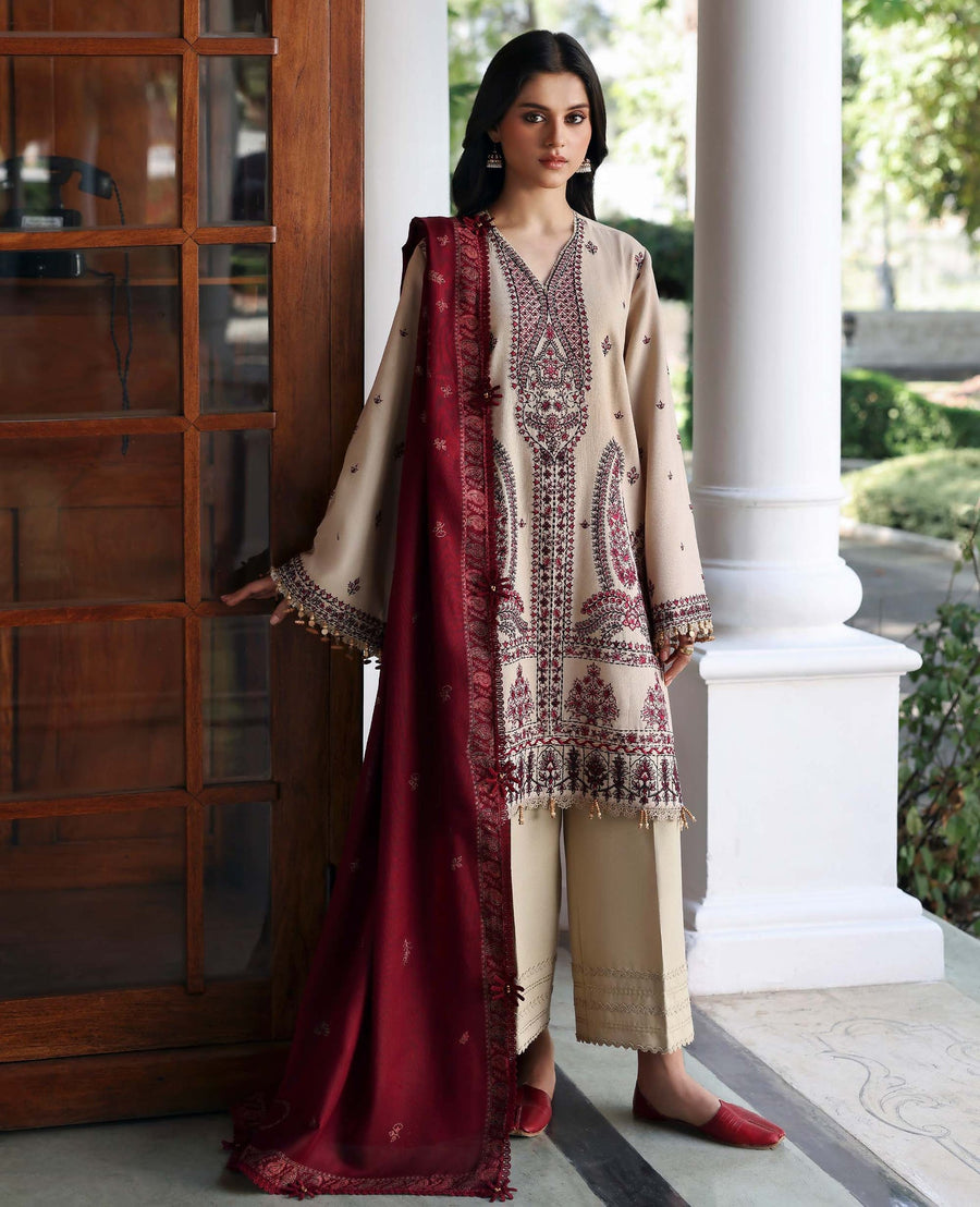 Republic Womenswear Amaris Unstitched Karandi 3Pc Suit D-02 Liora