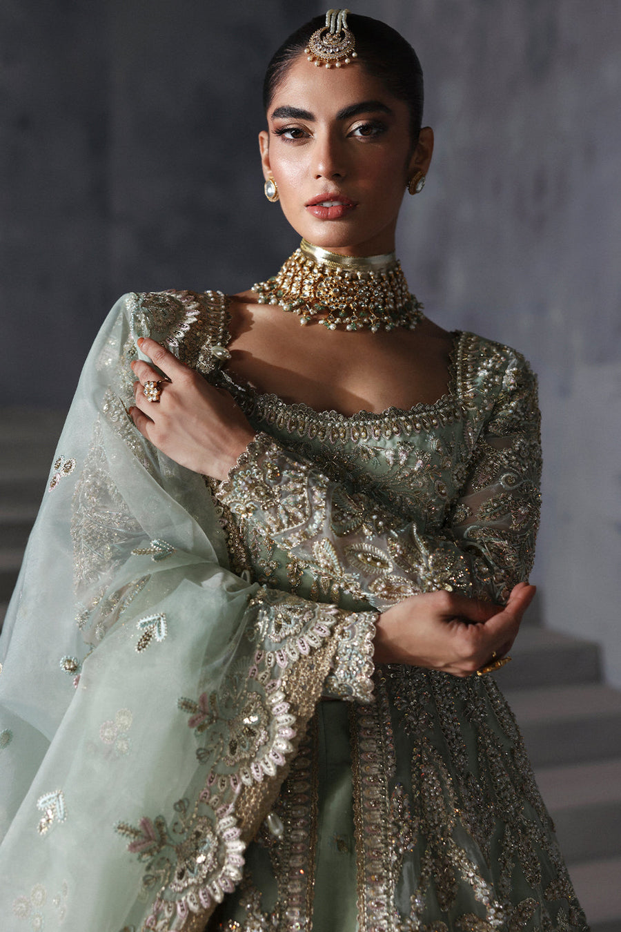 Afrozeh Embroidered Luxury Bridal Organza Unstitched 3Pc Suit AFB-24-03 LIVIA