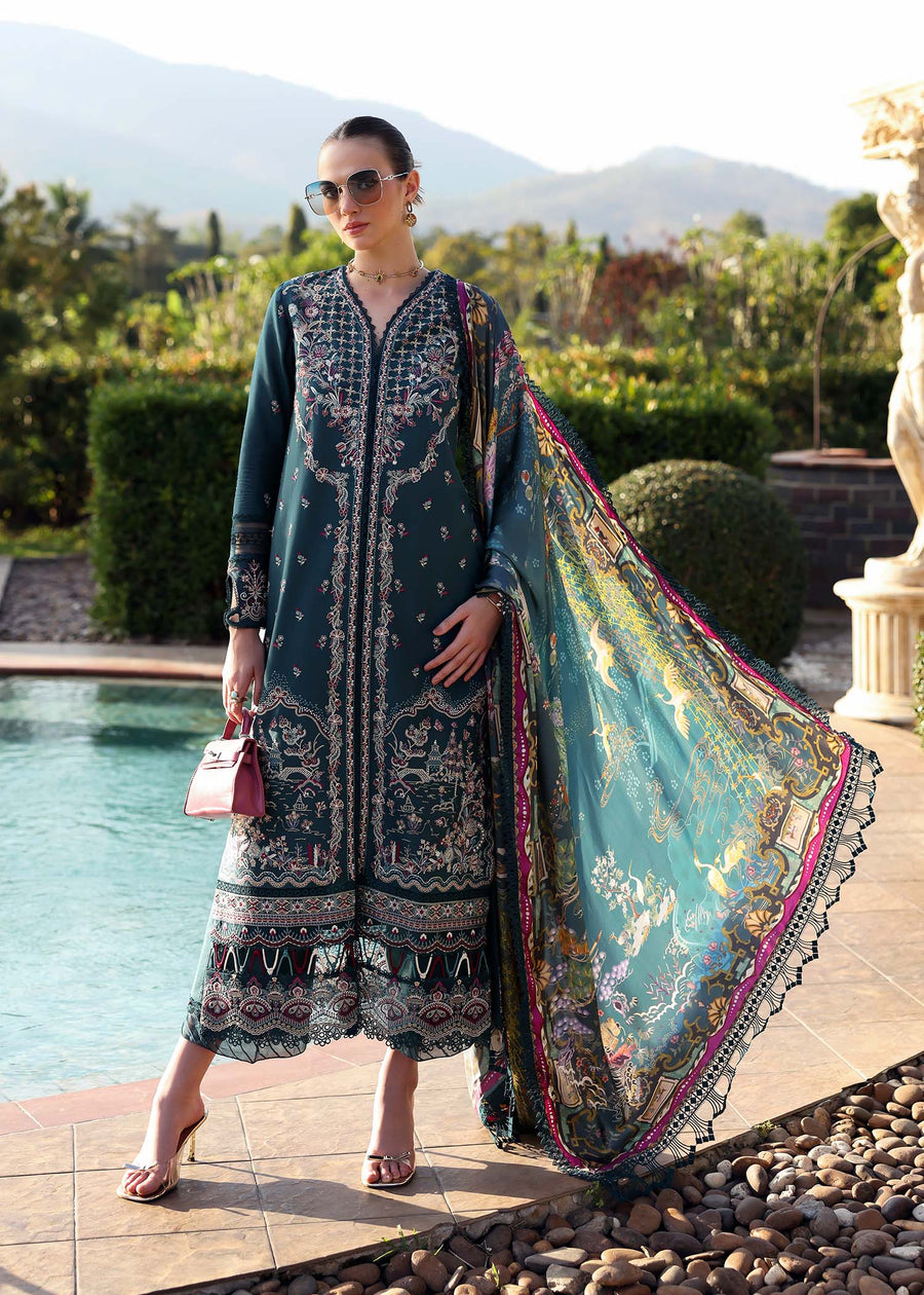 Kanwal Malik Zaina Embroidered Lawn Unstitched 3Pc Suit - LIVIA