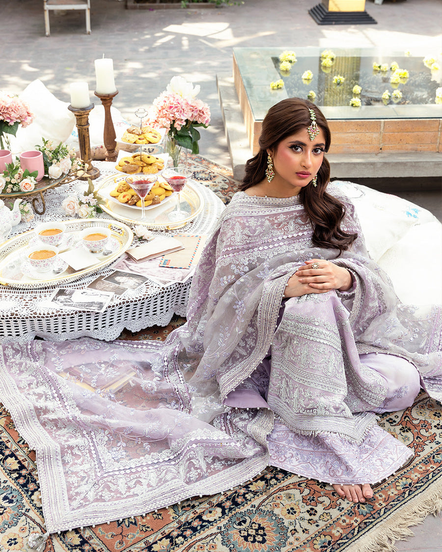 Nira by Faiza Saqlain Embroidered Net Unstitched 3Pc Suit - LIYAN