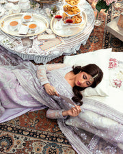Nira by Faiza Saqlain Embroidered Net Unstitched 3Pc Suit - LIYAN