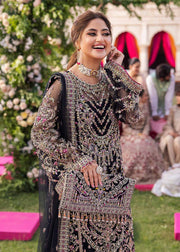 Maahi by Kanwal Malik Embroidered Net Unstitched 3Pc Suit - LIYANA