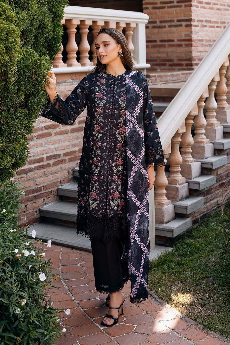 Afrozeh Damask The Holiday Unstitched Lawn 3Pc Suit AL-25-V2-07A LORIEN