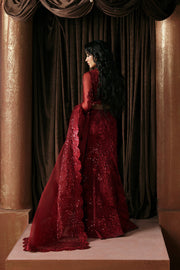 Afrozeh La Fuchsia Embroidered Organza Unstitched 3Pc Suit - Lover