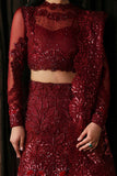 Afrozeh La Fuchsia Embroidered Organza Unstitched 3Pc Suit - Lover