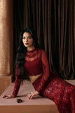 Afrozeh La Fuchsia Embroidered Organza Unstitched 3Pc Suit - Lover