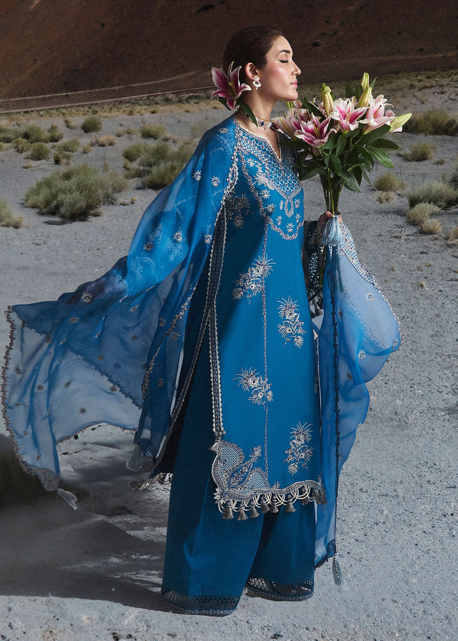 Hussain Rehar Embroidered Luxury Lawn Unstitched 3Pc Suit D-05 LUCE