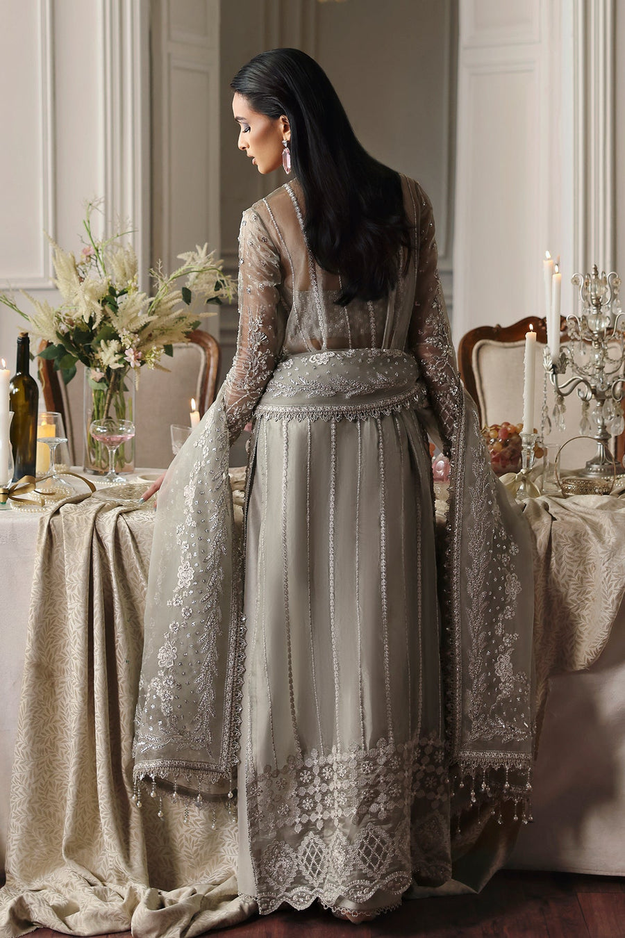 Emral Elyshia Embroidered Organza Unstitched 3Pc Suit D-05 Luna