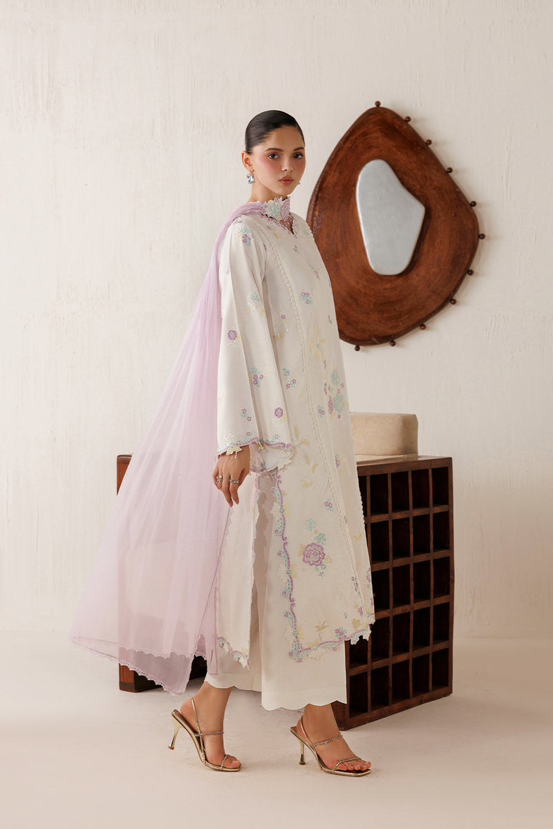 Farasha Veira Embroidered Raw Silk Unstitched 3Pc Suit D-12 Lunaire Pearl