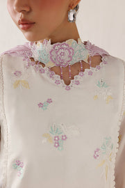 Farasha Veira Embroidered Raw Silk Unstitched 3Pc Suit D-12 Lunaire Pearl