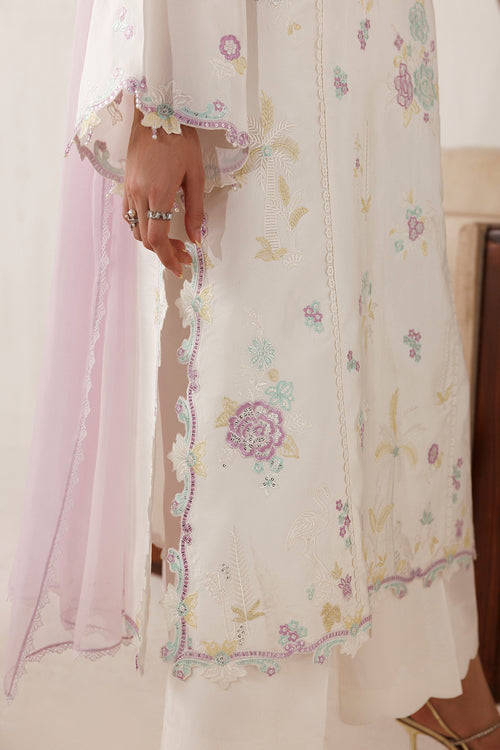 Farasha Veira Embroidered Raw Silk Unstitched 3Pc Suit D-12 Lunaire Pearl