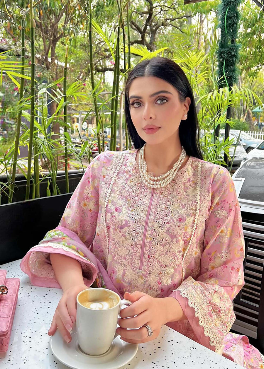 Kanwal Malik Zaina Embroidered Lawn Unstitched 3Pc Suit - LYLE