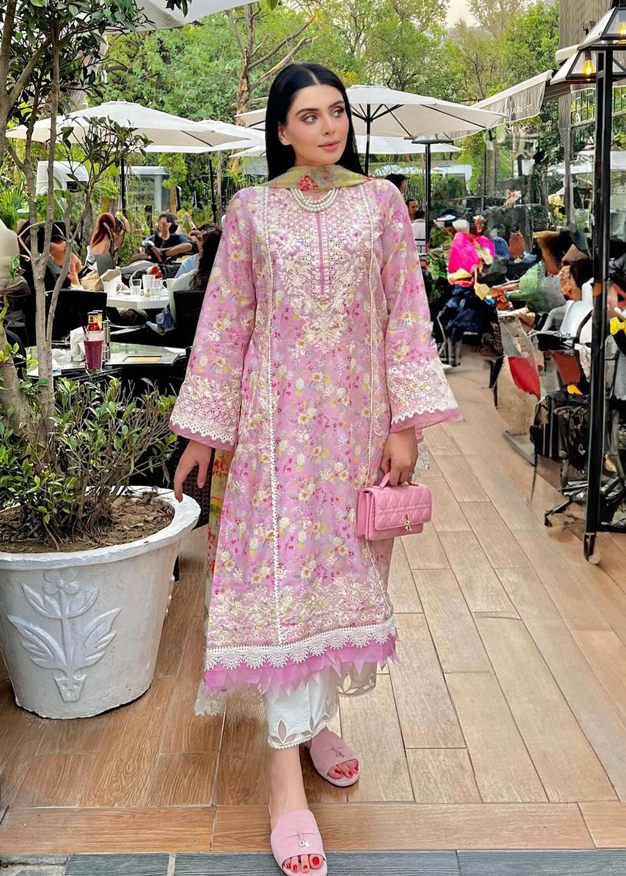 Kanwal Malik Zaina Embroidered Lawn Unstitched 3Pc Suit - LYLE