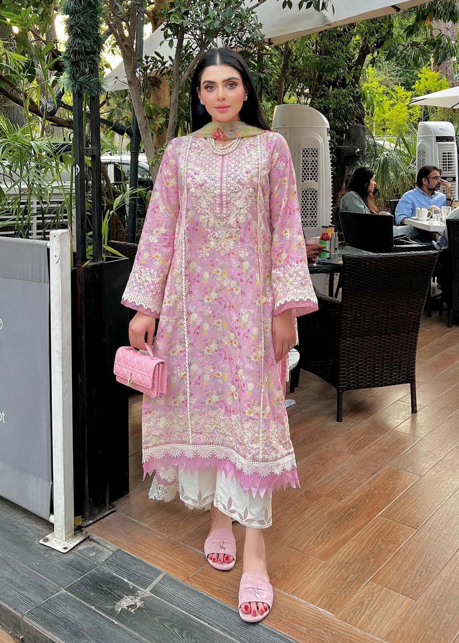 Kanwal Malik Zaina Embroidered Lawn Unstitched 3Pc Suit - LYLE