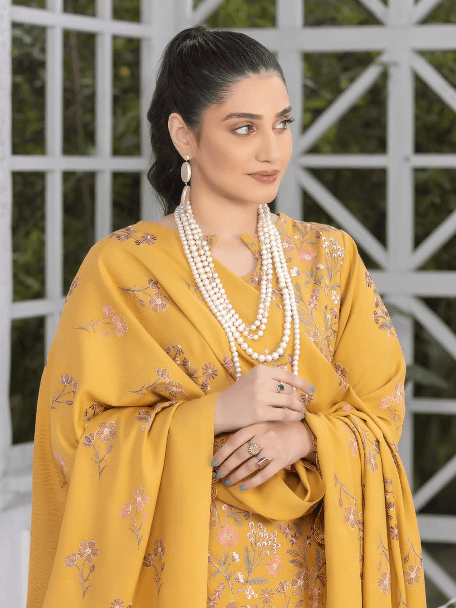 Gul Bano by Manizay Premium Embroidered Dhanak Unstitched 3Pc Suit M-03