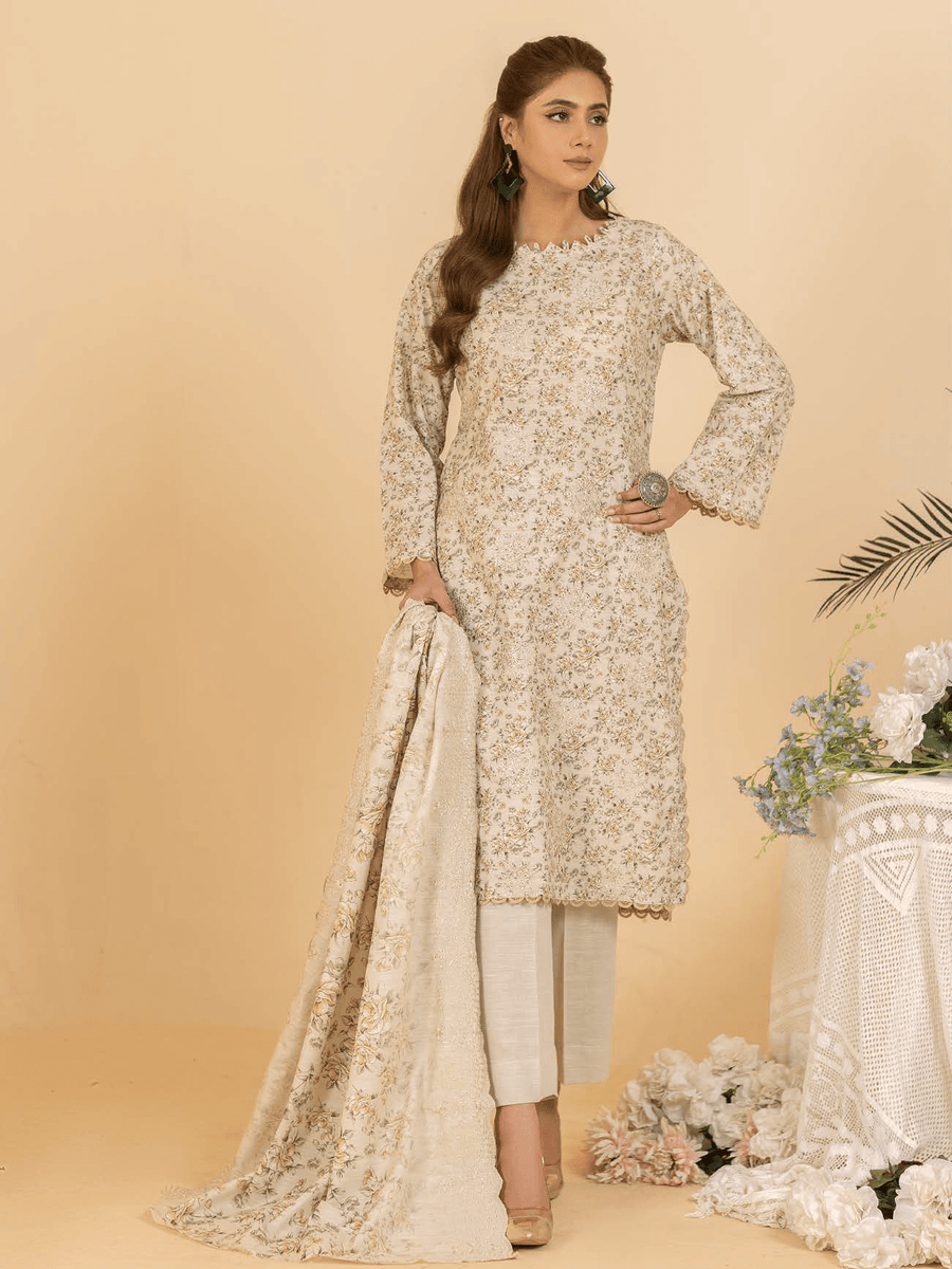 Mumtaz by Manizay Premium Embroidered Khaddar Unstitched 3Pc Suit M-06