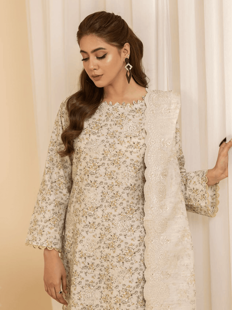Mumtaz by Manizay Premium Embroidered Khaddar Unstitched 3Pc Suit M-06