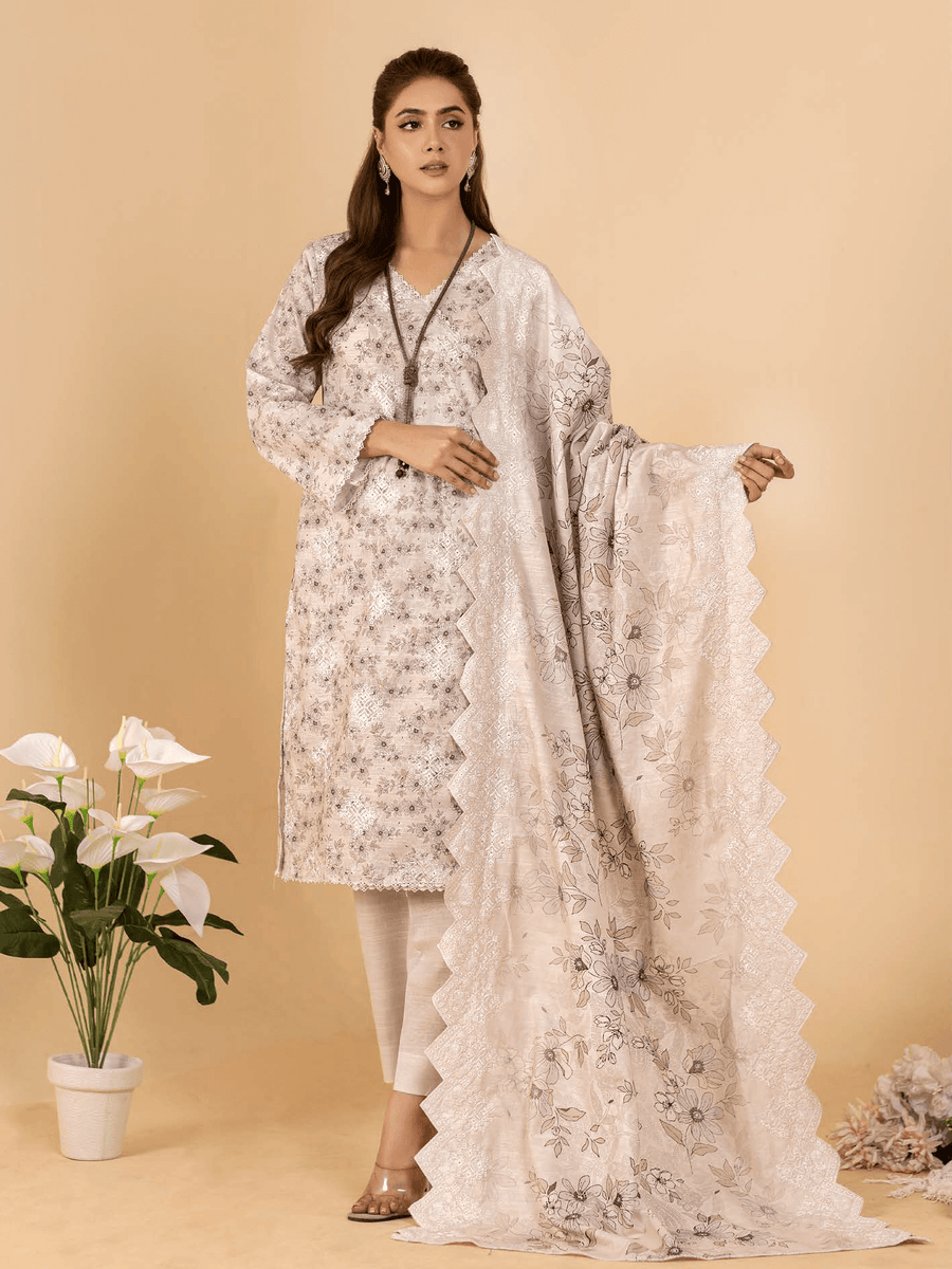 Mumtaz by Manizay Premium Embroidered Khaddar Unstitched 3Pc Suit M-08