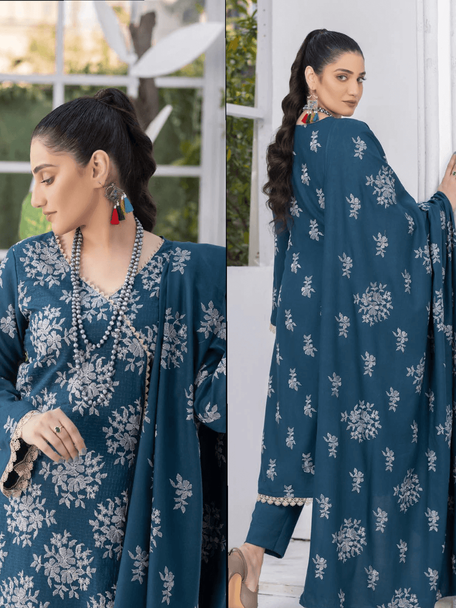 Gul Bano by Manizay Premium Embroidered Dhanak Unstitched 3Pc Suit M-08