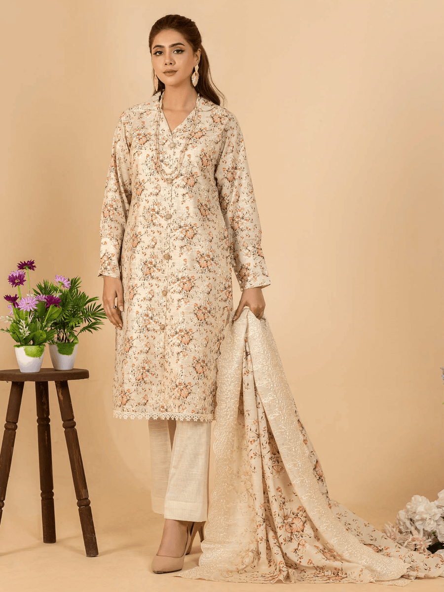 Mumtaz by Manizay Premium Embroidered Khaddar Unstitched 3Pc Suit M-09