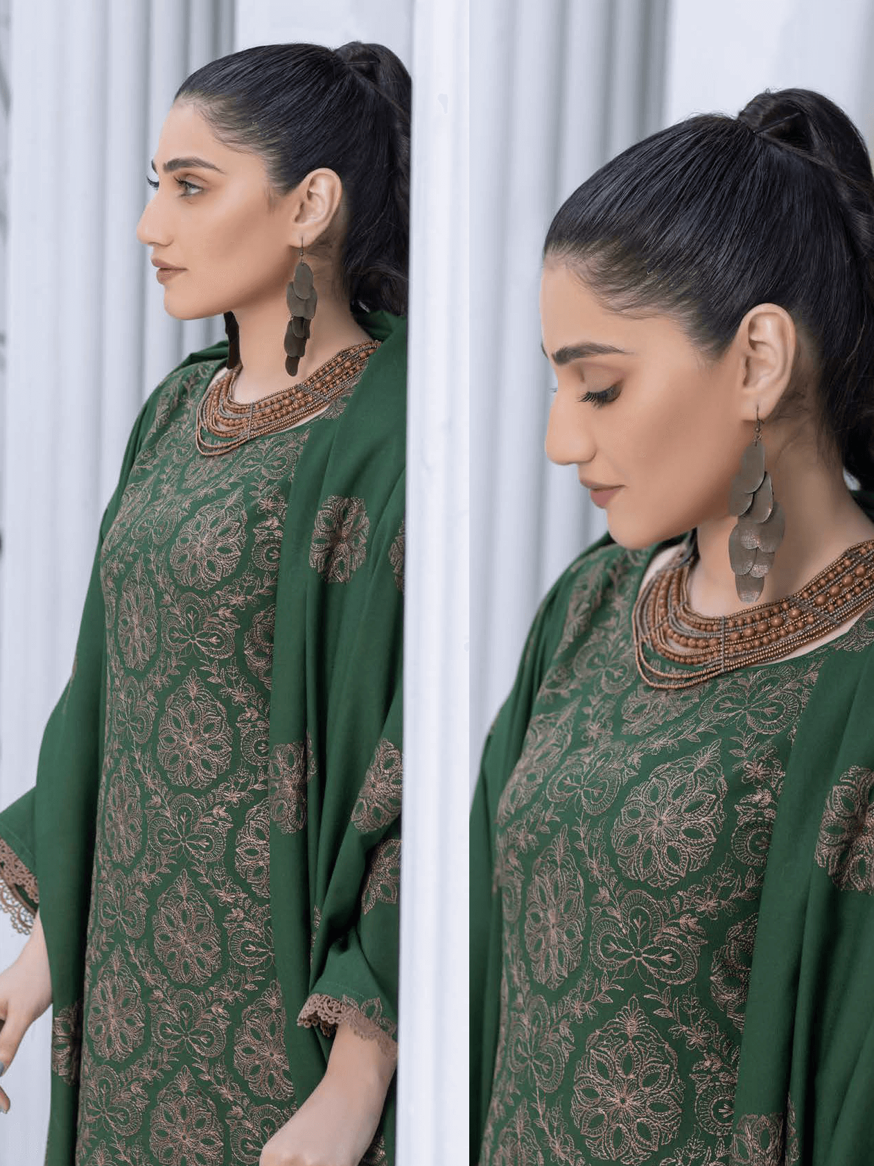 Gul Bano by Manizay Premium Embroidered Dhanak Unstitched 3Pc Suit M-09