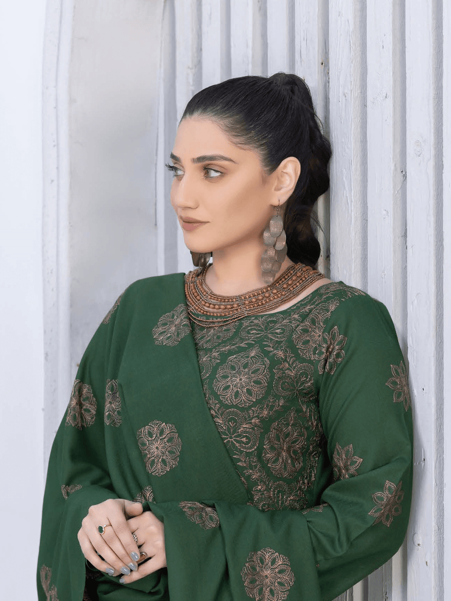 Gul Bano by Manizay Premium Embroidered Dhanak Unstitched 3Pc Suit M-09