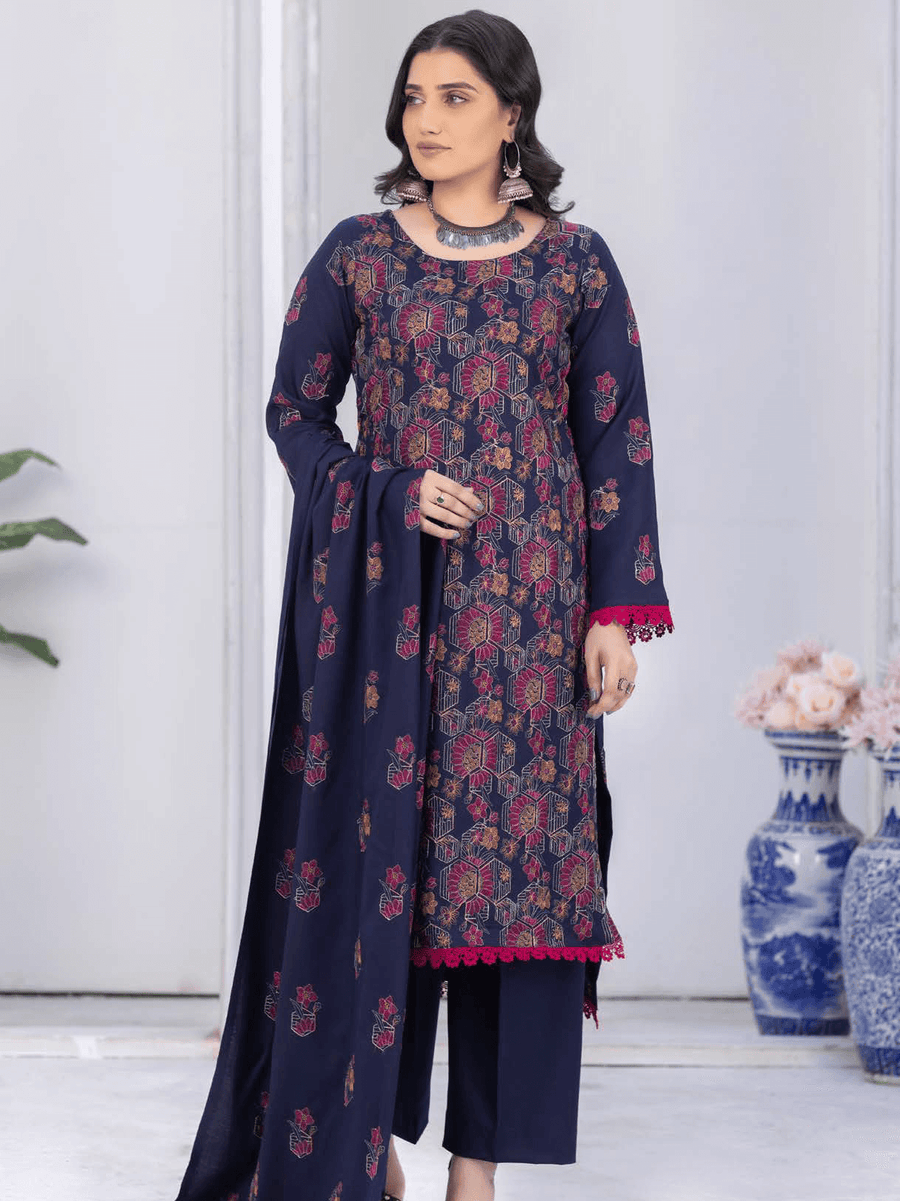 Gul Bano by Manizay Premium Embroidered Dhanak Unstitched 3Pc Suit M-10
