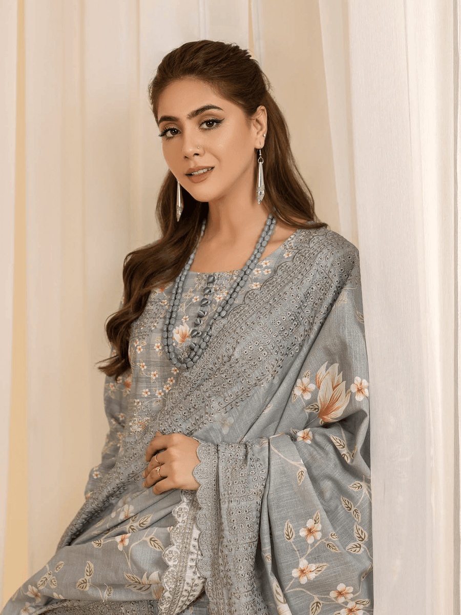 Mumtaz by Manizay Premium Embroidered Khaddar Unstitched 3Pc Suit M-10