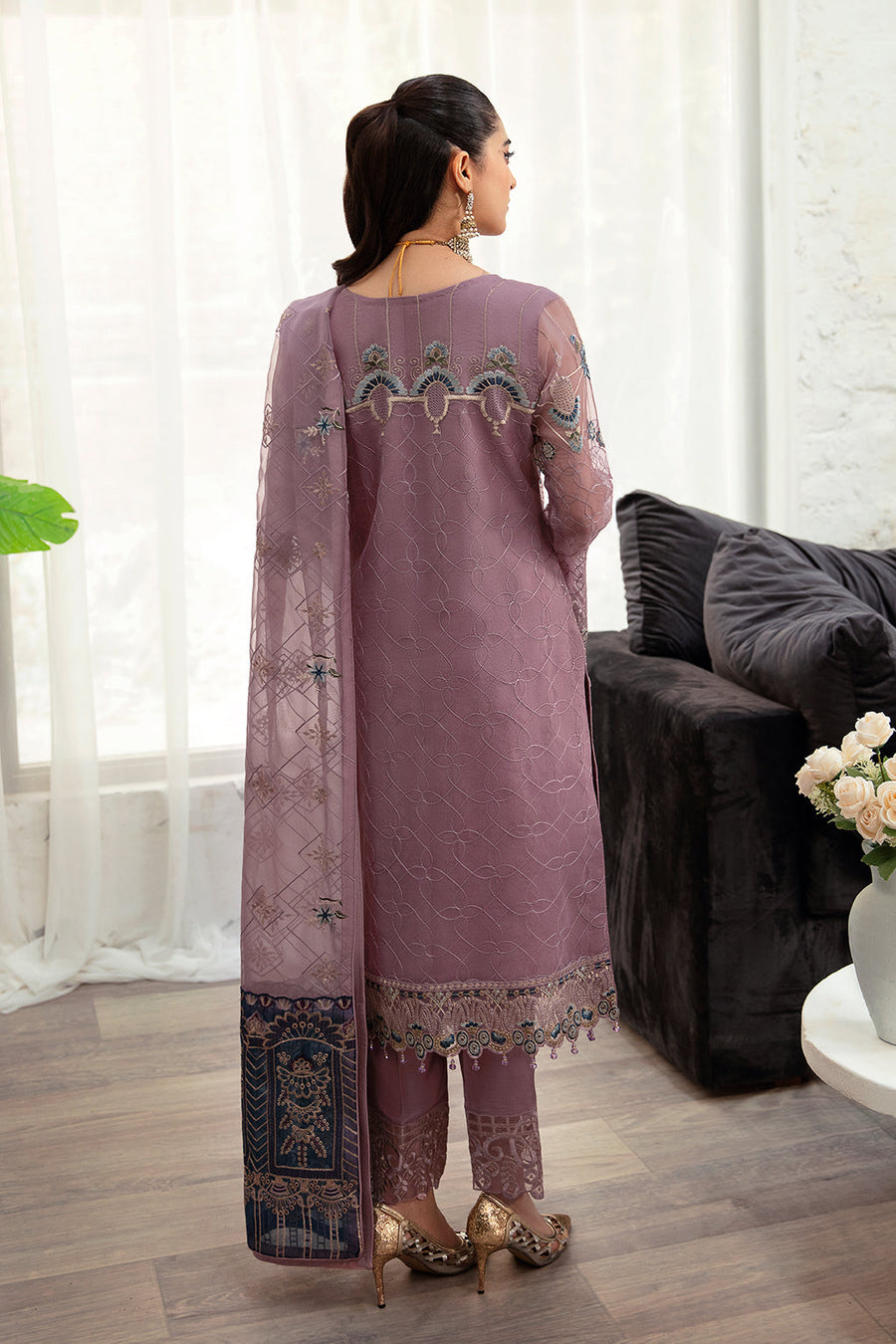 Ramsha Minhal Vol-10 Embroidered Organza Unstitched 3Pc Suit M-1005