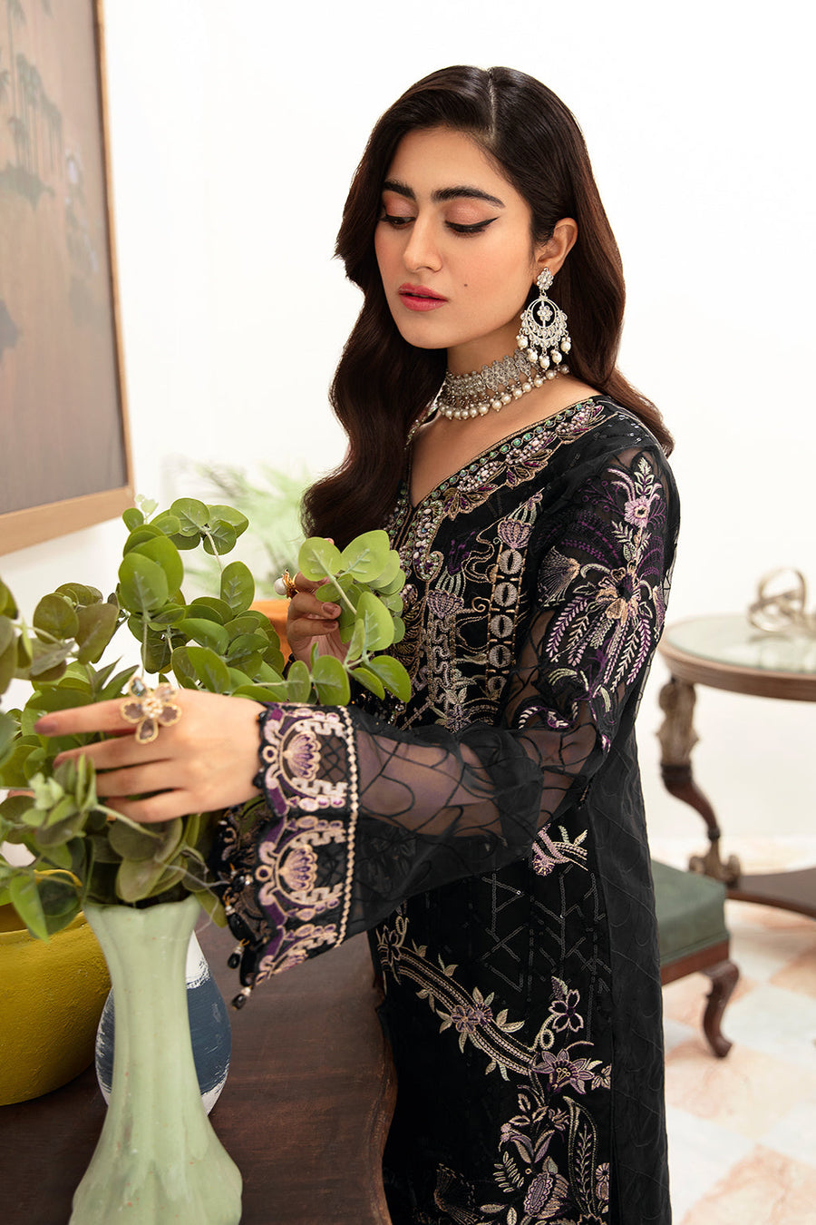 Ramsha Minhal Vol-10 Embroidered Organza Unstitched 3Pc Suit M-1006