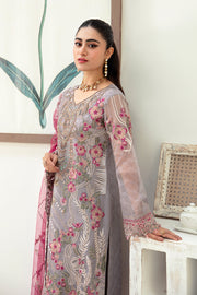 Ramsha Minhal Vol-10 Embroidered Organza Unstitched 3Pc Suit M-1008