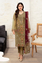Ramsha Minhal Vol-10 Embroidered Organza Unstitched 3Pc Suit M-1010