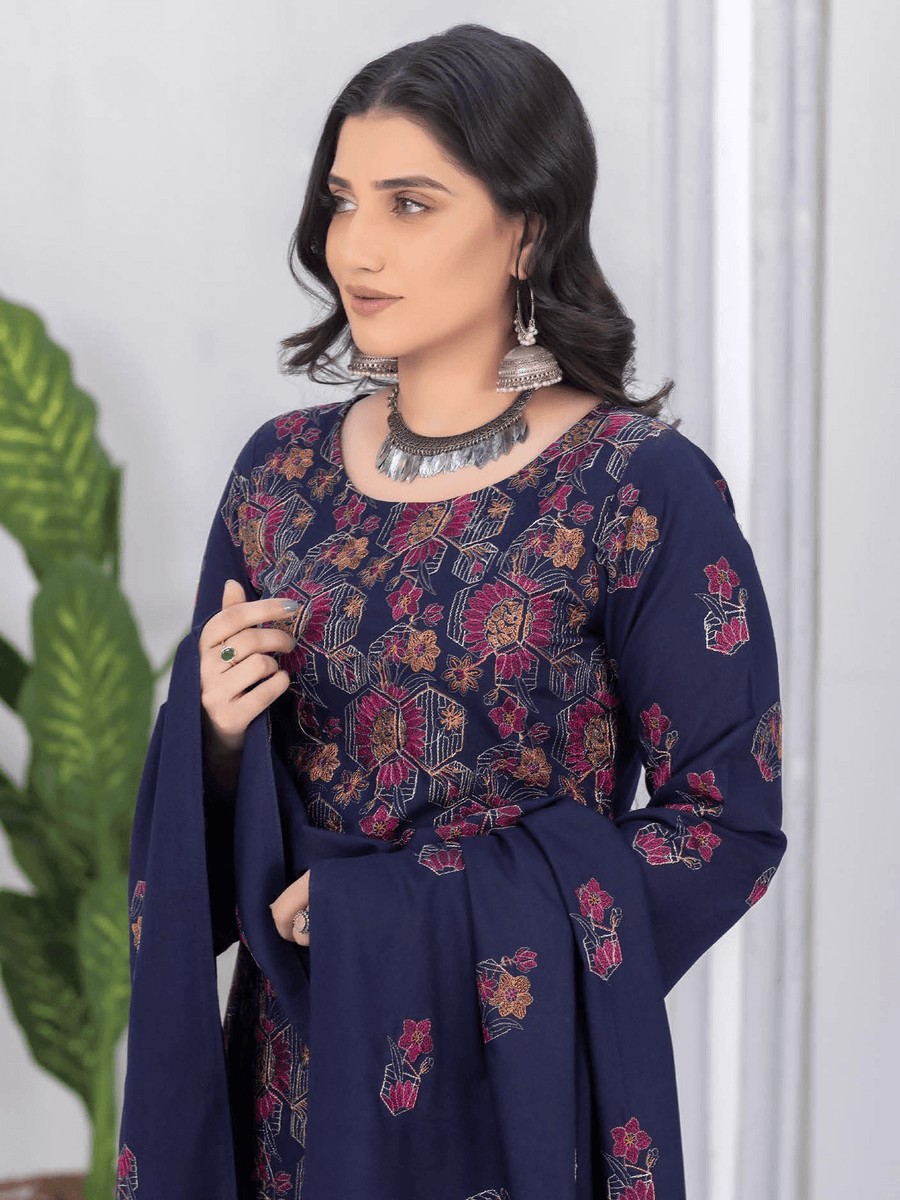 Gul Bano by Manizay Premium Embroidered Dhanak Unstitched 3Pc Suit M-10